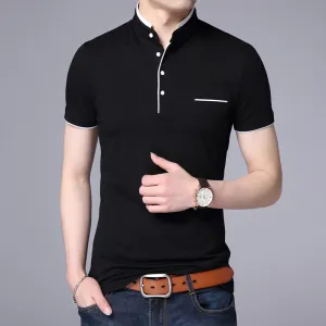 2019 New Fashions Brand Designer Polo Shirt Mens Solid Color Mandarin Collar Slim Fit Short Sleeve Boy Polos Casual Men Clothing