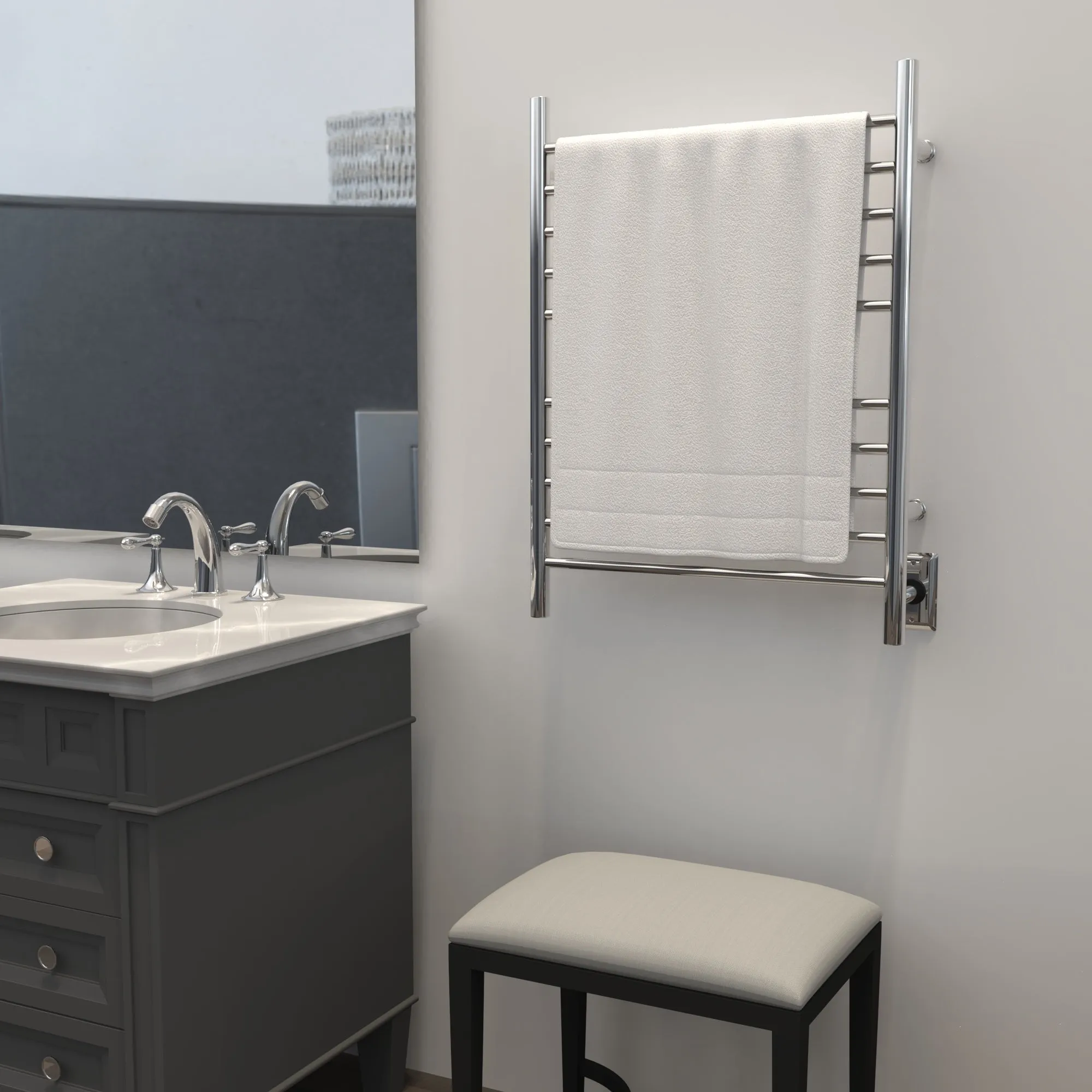 Amba RWH-SP Radiant Hardwired   Plug-in Combo Straight 10 Bar Towel Warmer in Polished