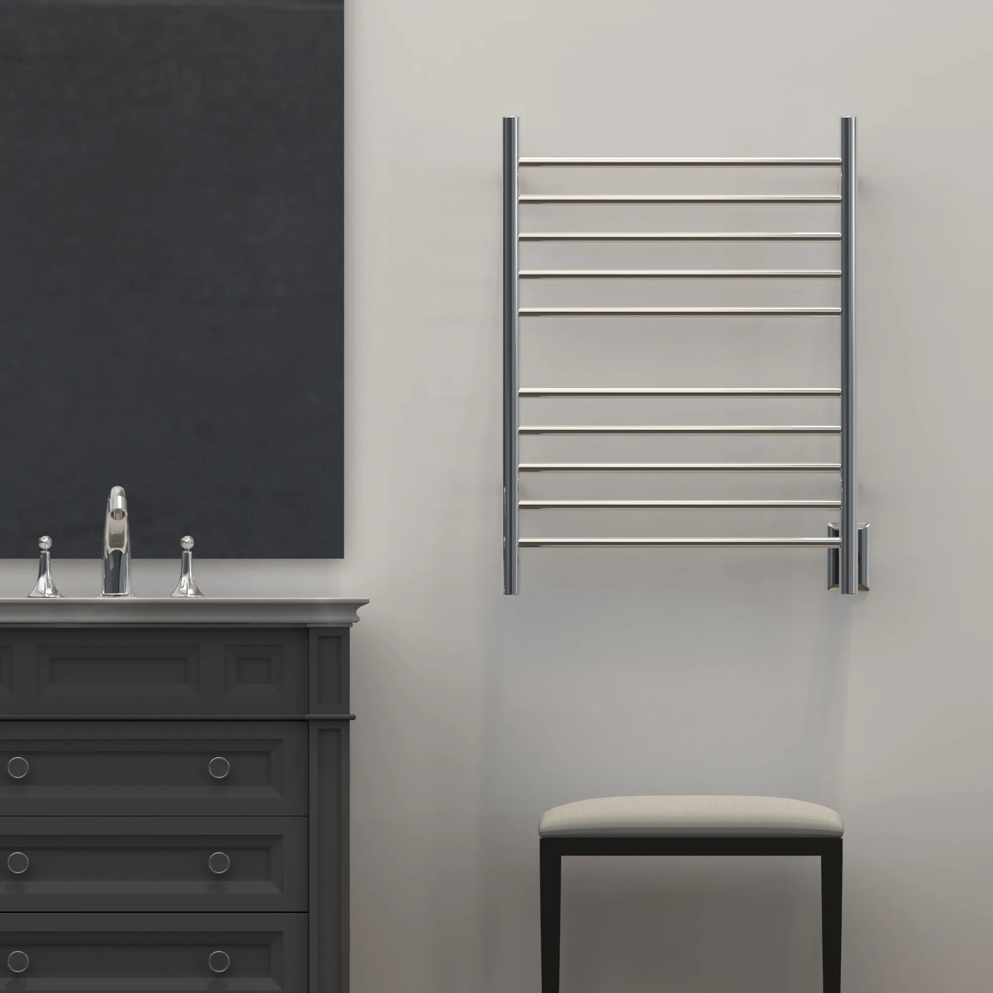 Amba RWH-SP Radiant Hardwired   Plug-in Combo Straight 10 Bar Towel Warmer in Polished