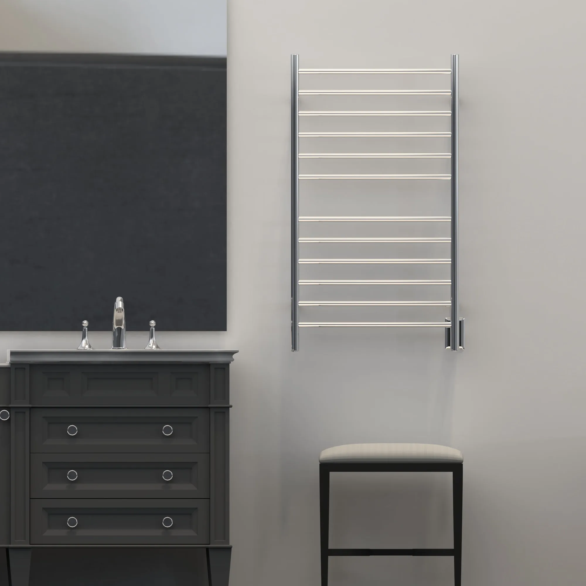 Amba RWHL-SP Radiant Large Hardwired   Plug-in Combo Straight 12 Bar Towel Warmer in Polished