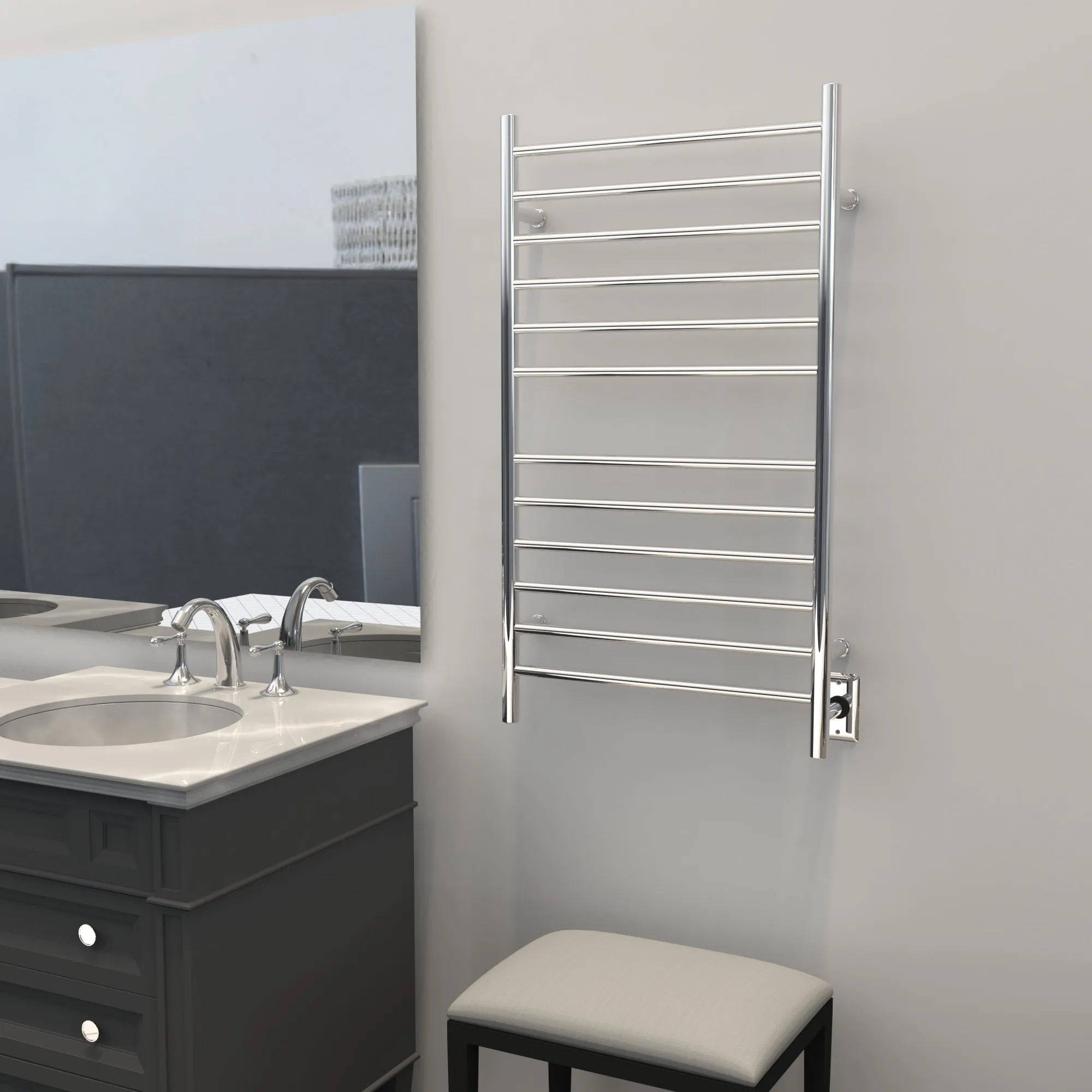 Amba RWHL-SP Radiant Large Hardwired   Plug-in Combo Straight 12 Bar Towel Warmer in Polished