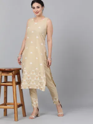 Beige Kurta With Pant