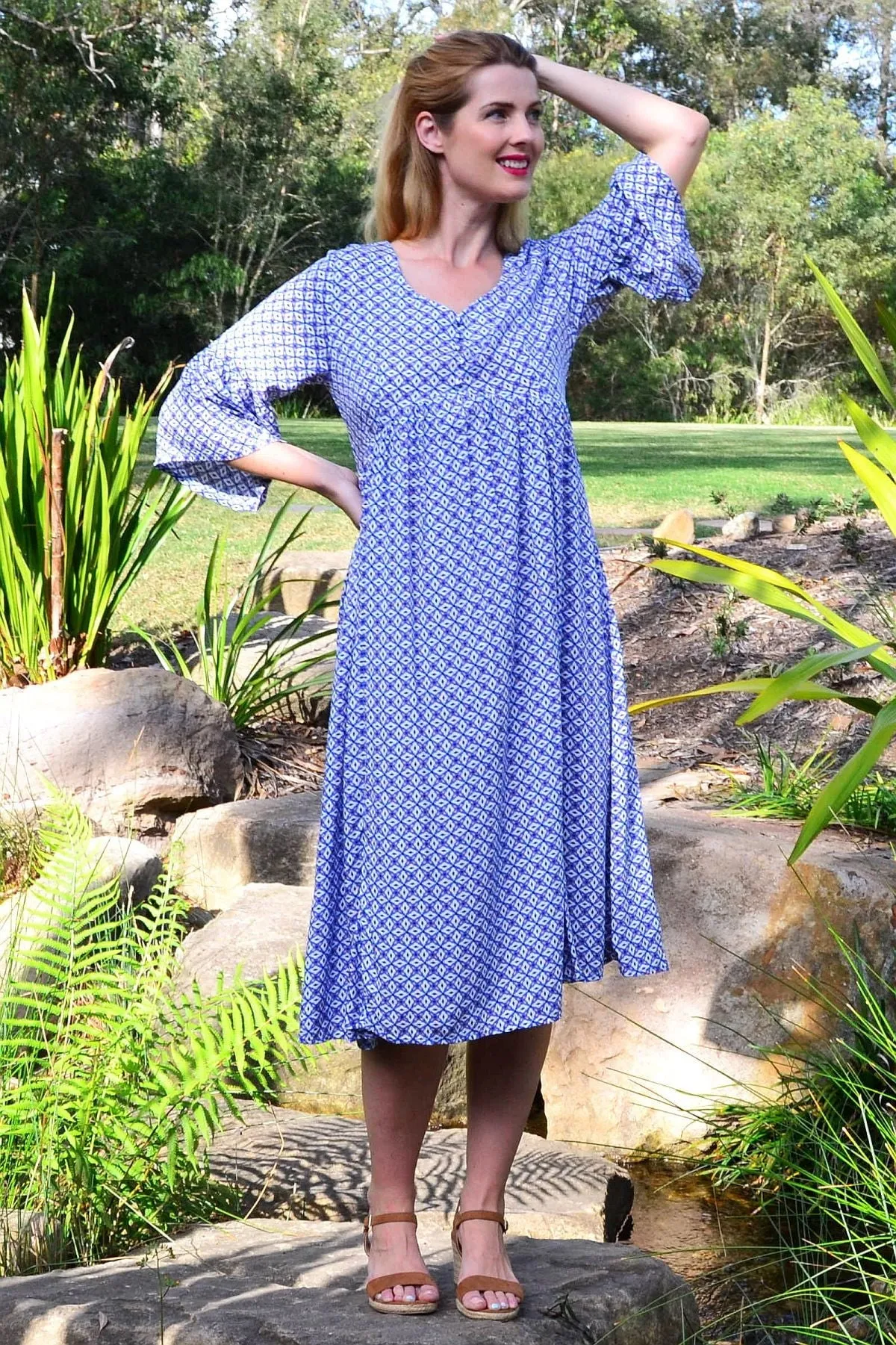 Blue Moroccan Pattern Tunic Dress