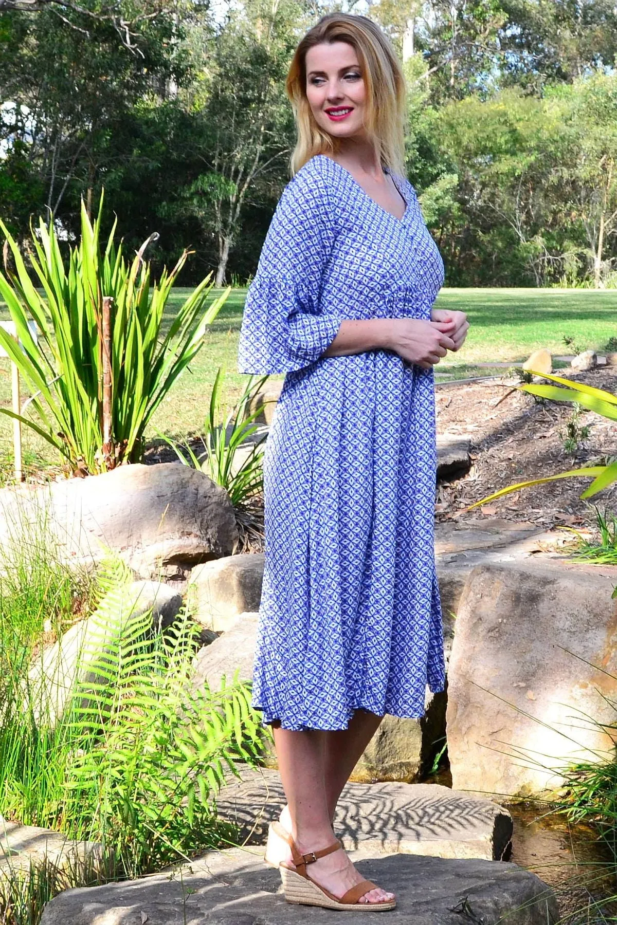 Blue Moroccan Pattern Tunic Dress