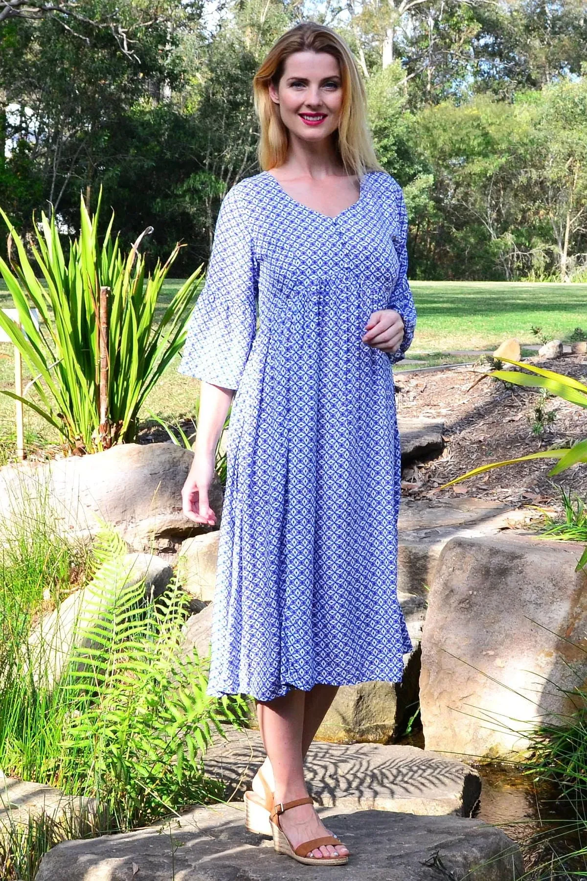 Blue Moroccan Pattern Tunic Dress