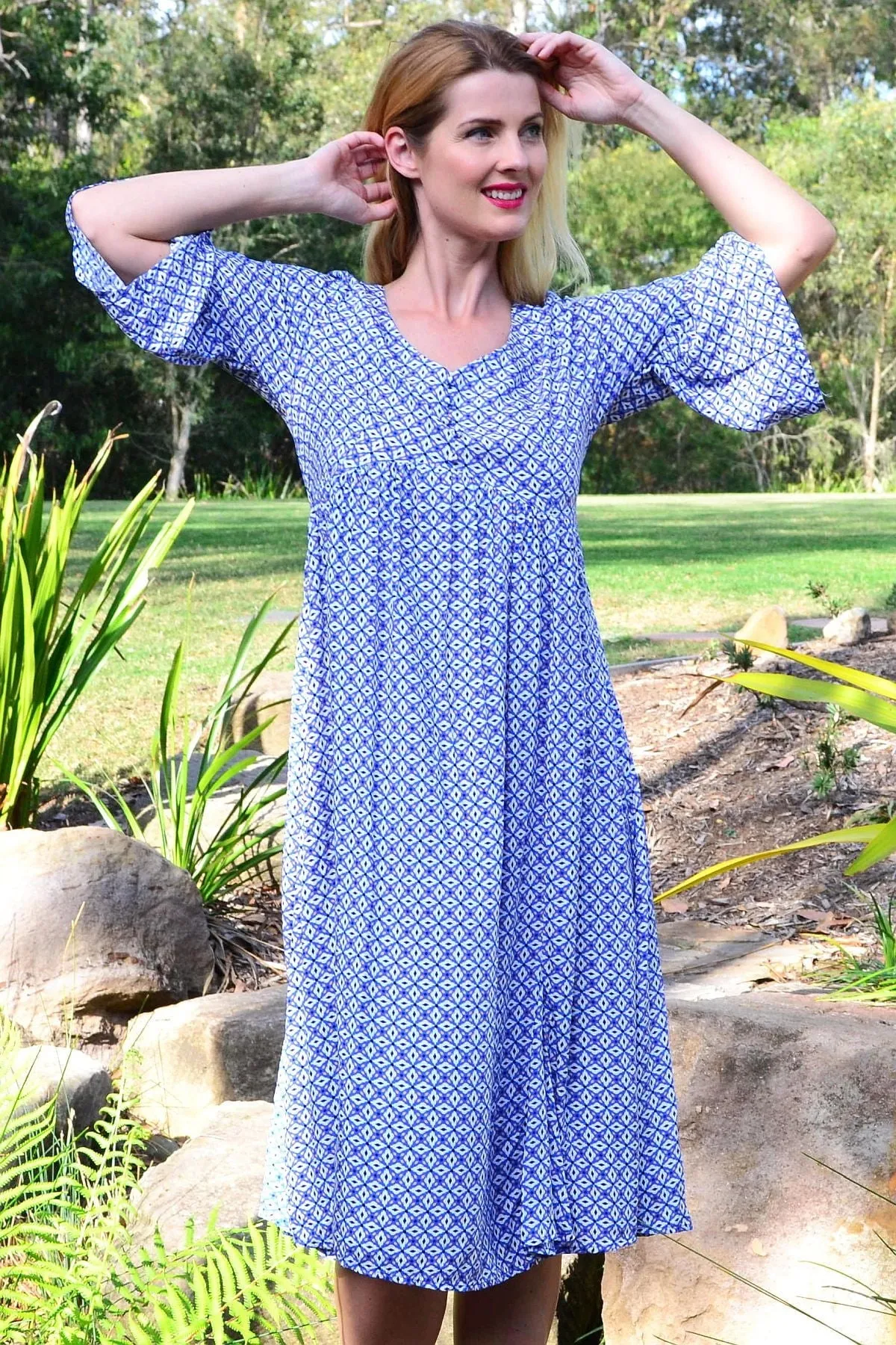 Blue Moroccan Pattern Tunic Dress