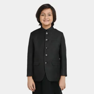 Boys Jamawar Prince Coat -BLACK