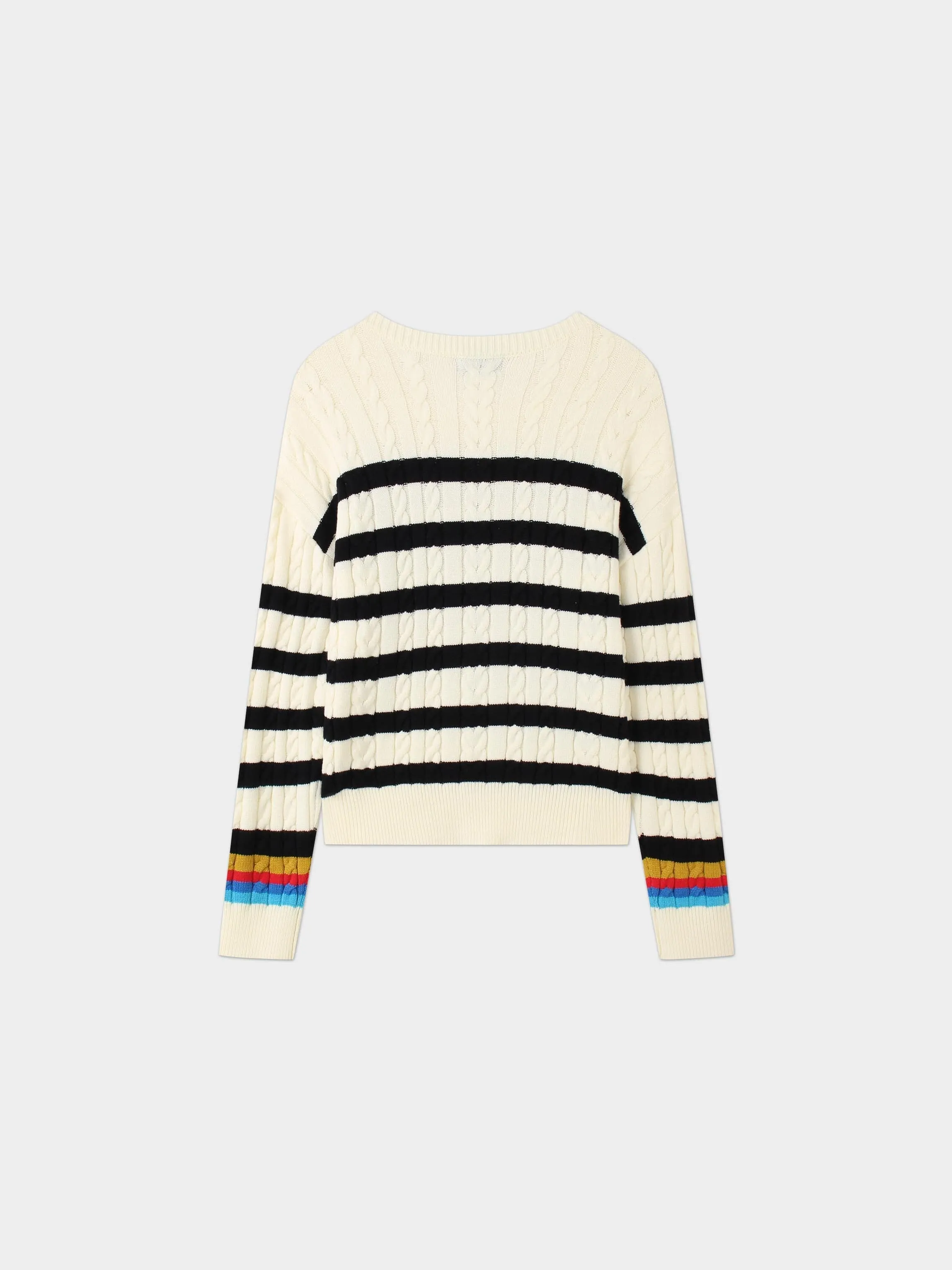 Cable Striped Sweater-White/Black