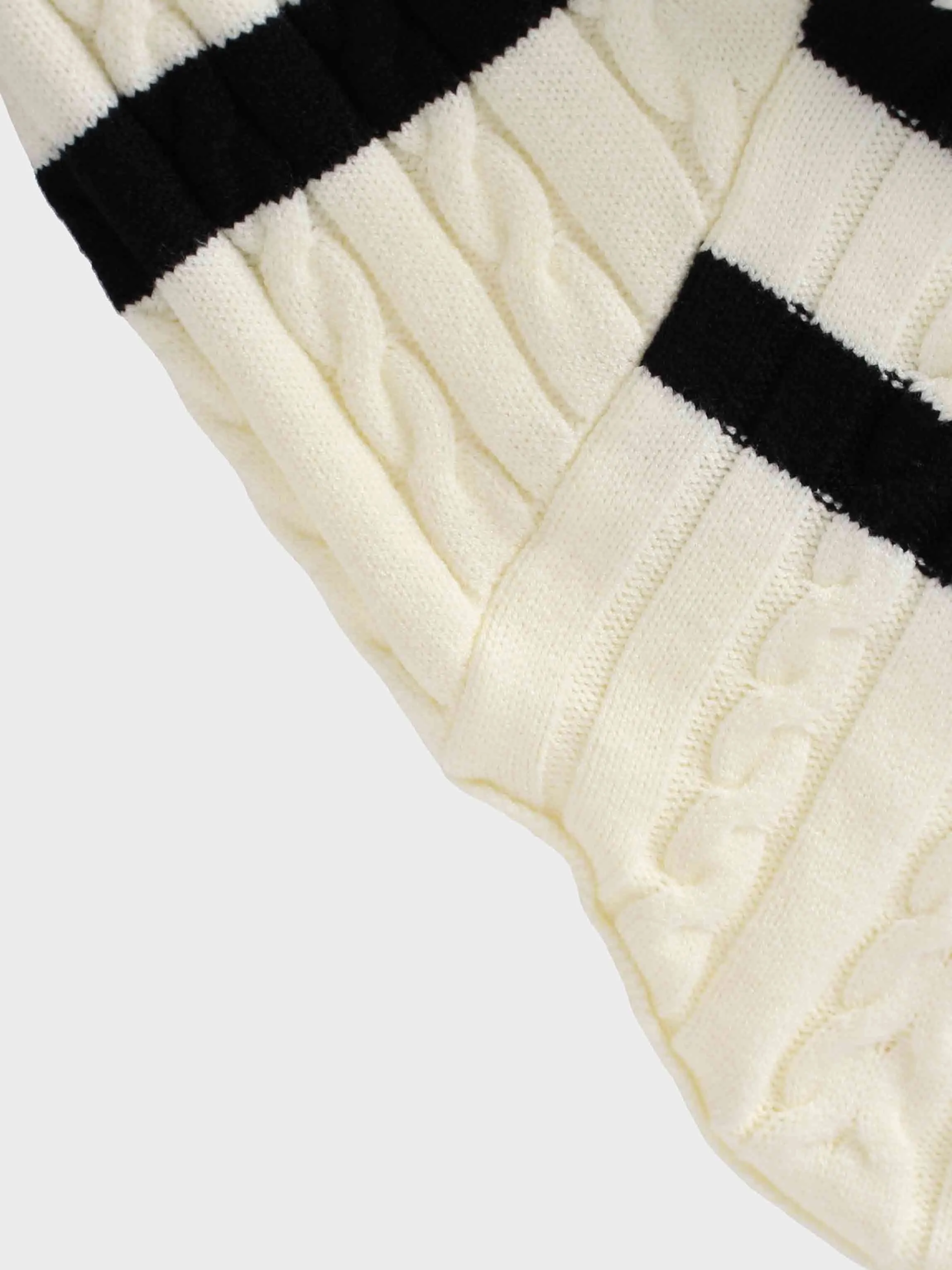 Cable Striped Sweater-White/Black