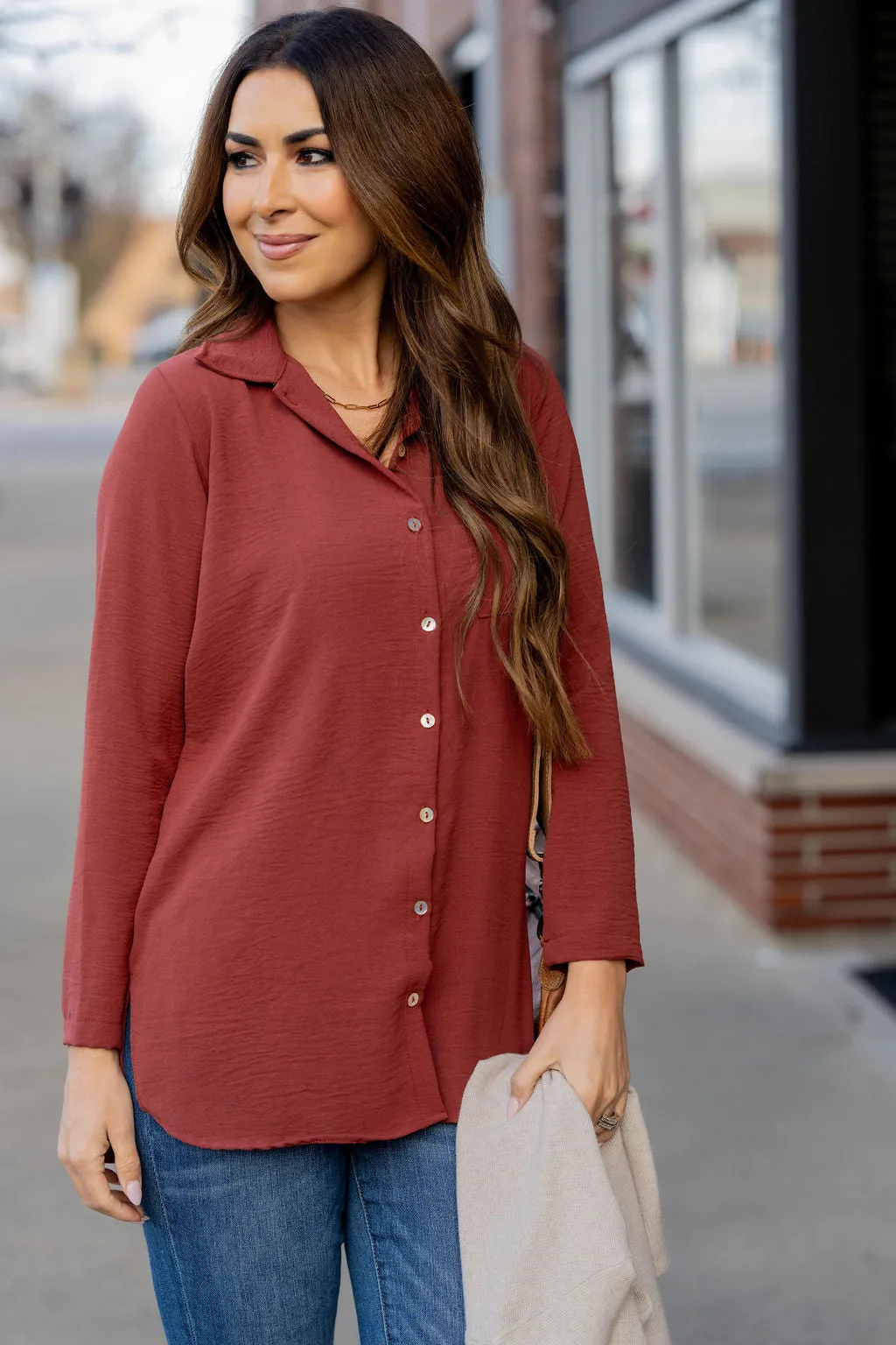 Classy Tunic Button Up Blouse