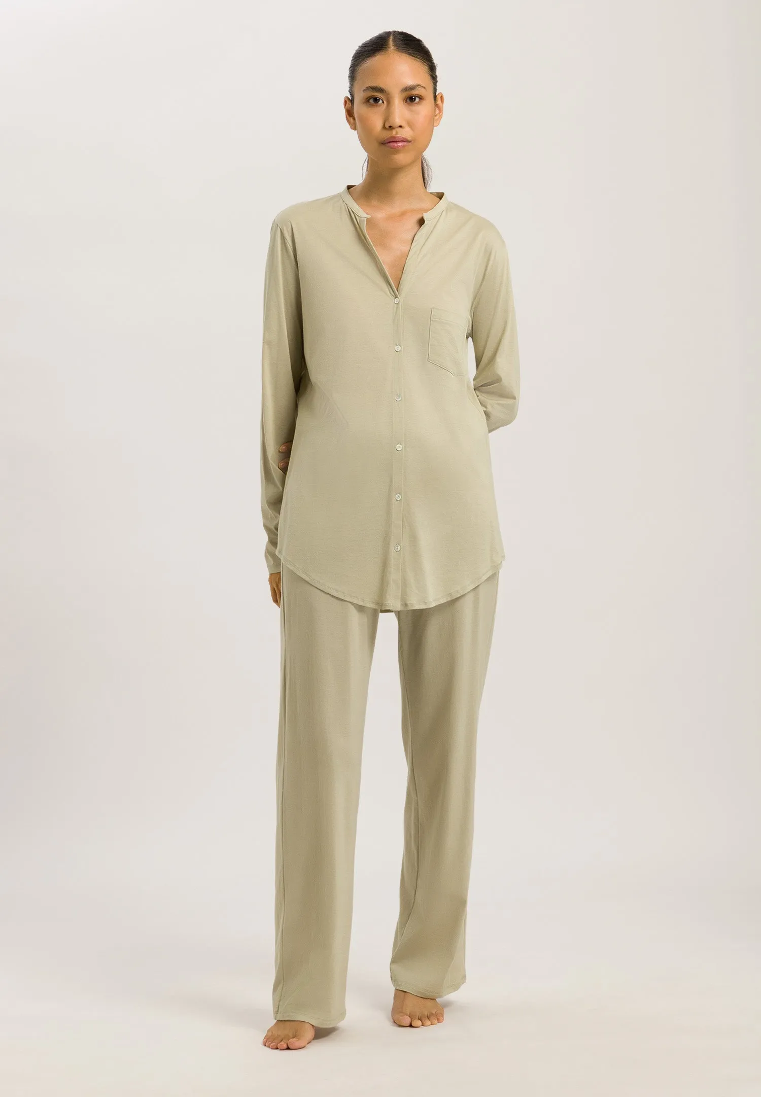 Cotton Deluxe Cotton Button Front Pajama Set  | Moss Green 77956-2720