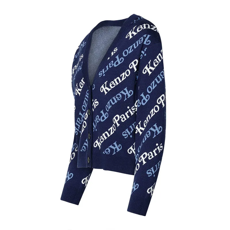 Custom Wholesale 100% Cotton V Neck Letter Pattern Design Cardigan - OEM/ODM Women's Knit  Sweater