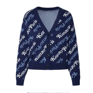 Custom Wholesale 100% Cotton V Neck Letter Pattern Design Cardigan - OEM/ODM Women's Knit  Sweater