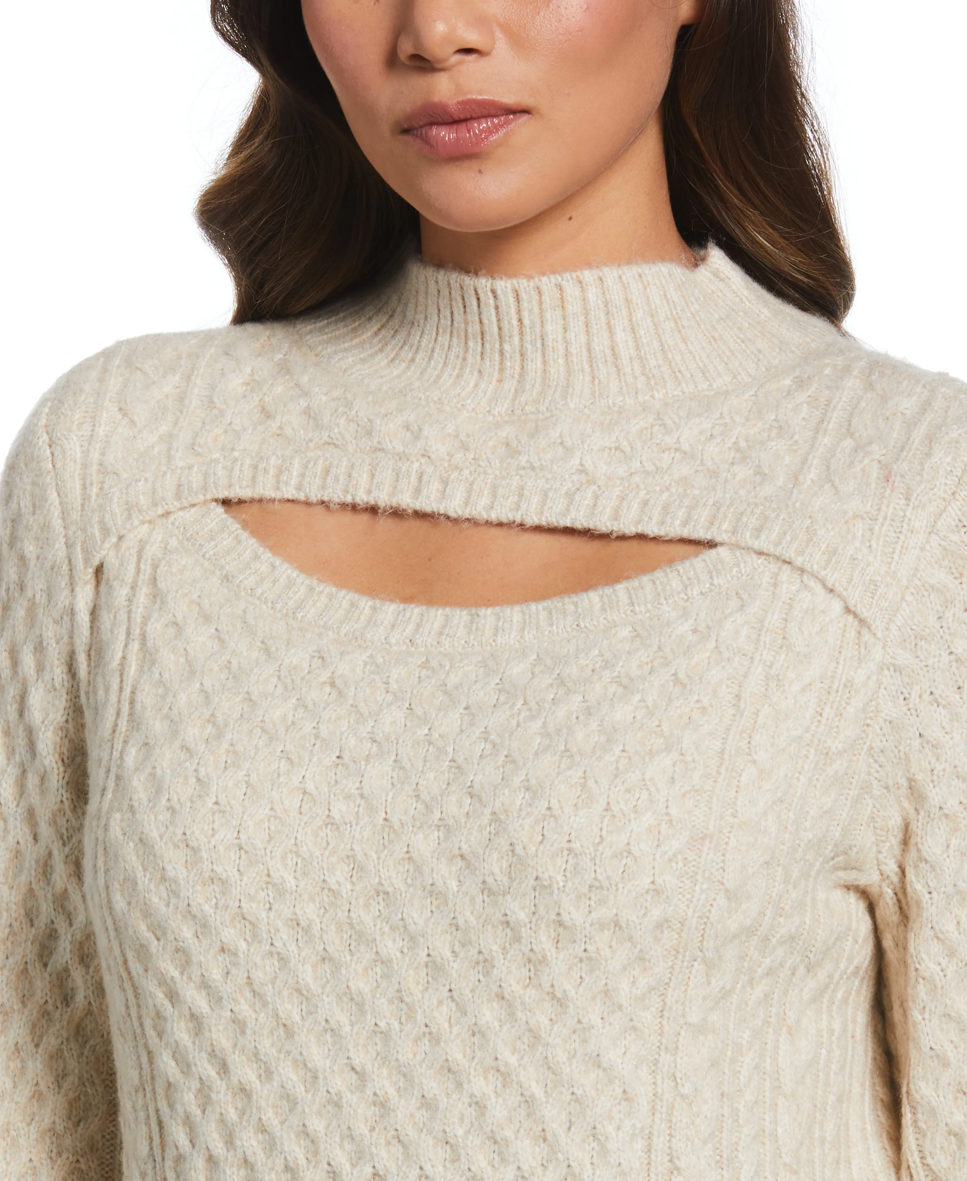 Cut-Out Cable Knit Sweater