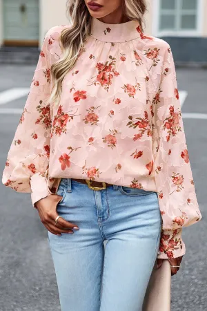 Elegant Floral Bandage Half A Turtleneck Tops