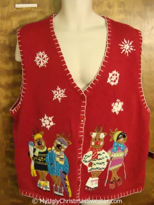 Funny Ski Fashion Bears Cheap Christmas Sweater Vest