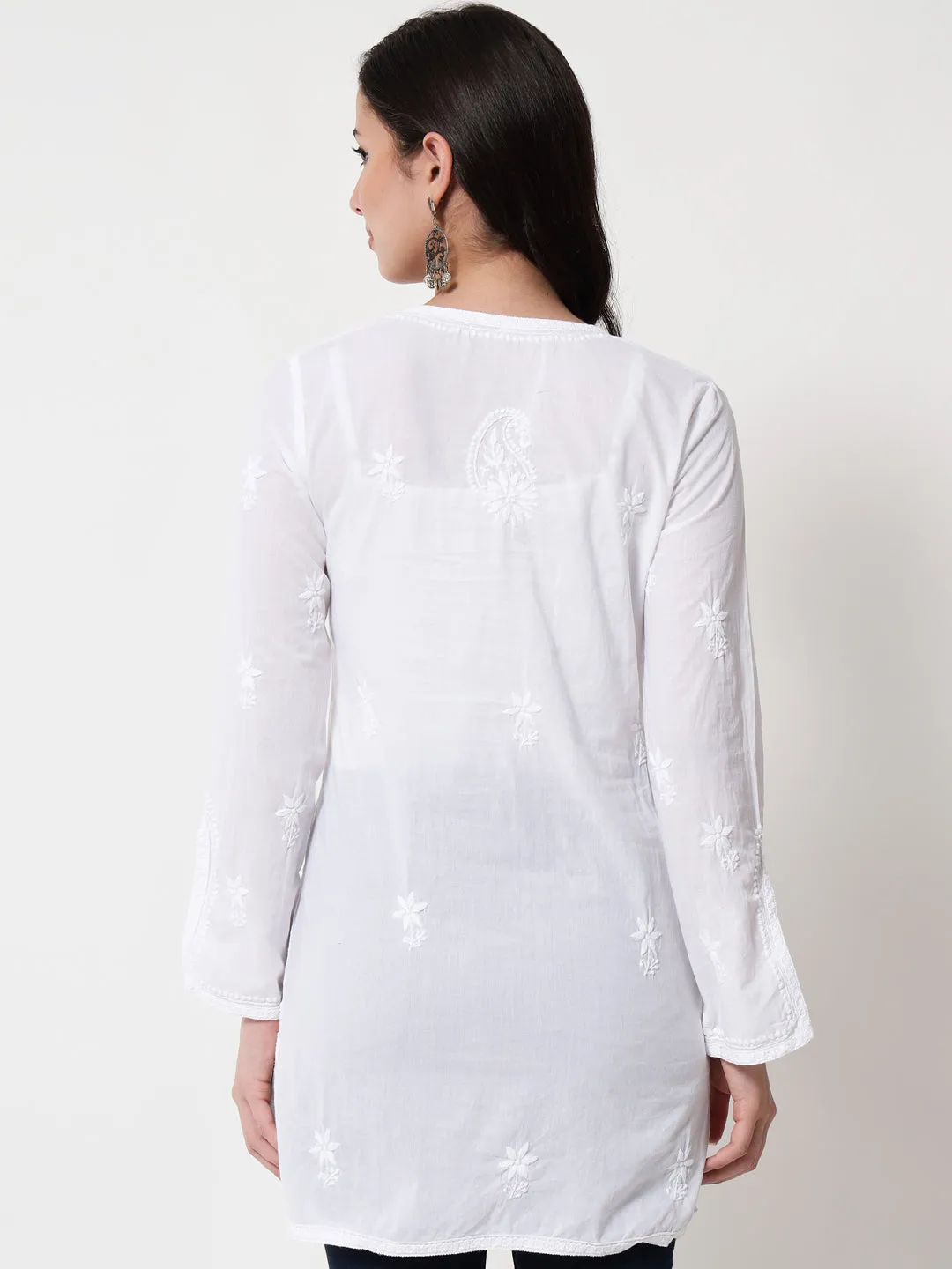 Hand Embroidered Women Chikankari Cotton Tunic-PC2085