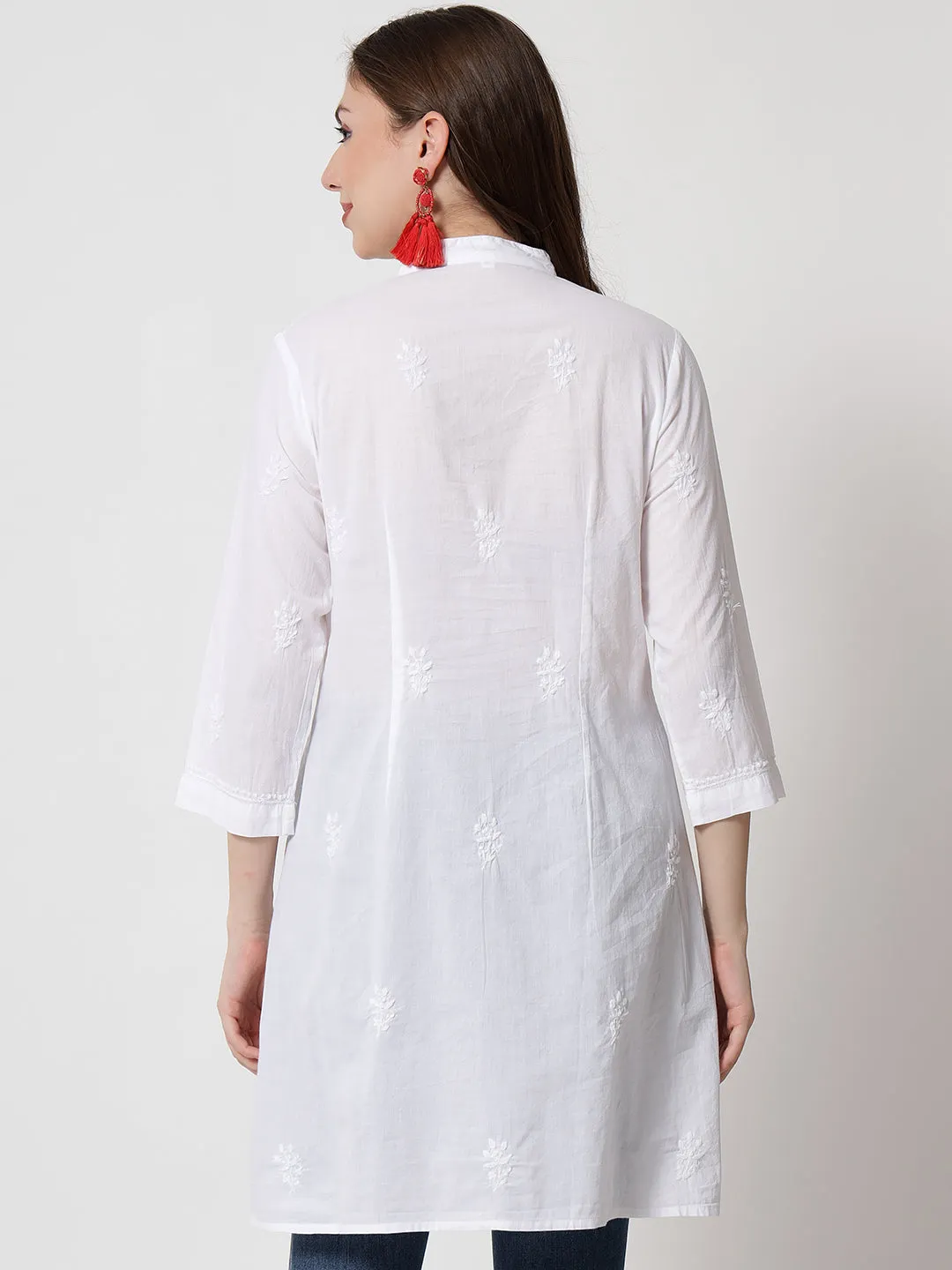 Hand Embroidered Women  Chikankari Cotton Tunic-PC924