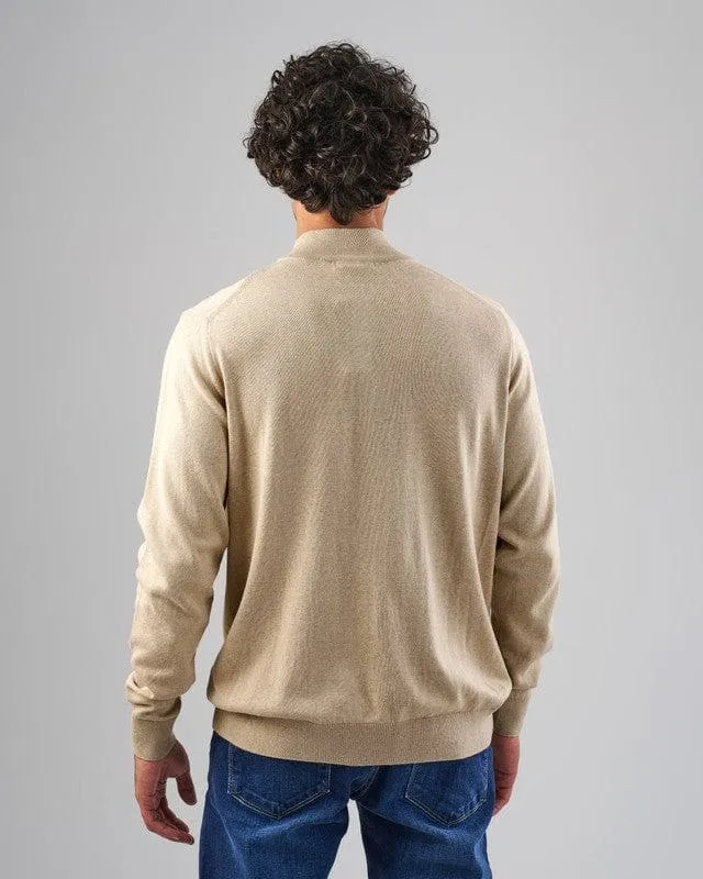 HIGH-NECK SWEATER WITH ZIPPER - BEIGE