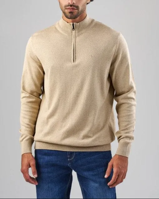 HIGH-NECK SWEATER WITH ZIPPER - BEIGE