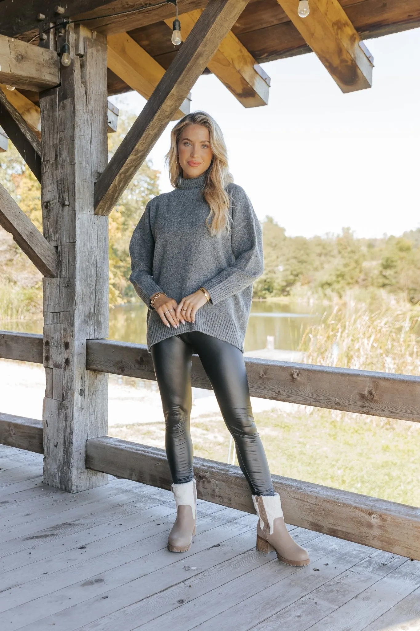 Joanna Brushed Turtleneck Sweater - Charcoal - FINAL SALE