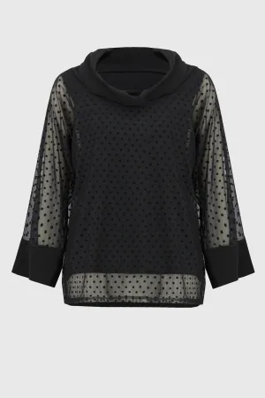 Joseph Ribkoff Dot Mesh and Silky Knit Layered Tunic in Black