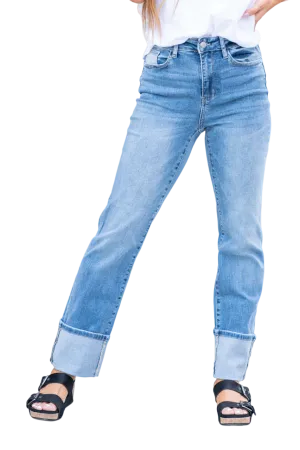 Judy Blue Woman's Torrington High Rise Cuffed Straight Jean