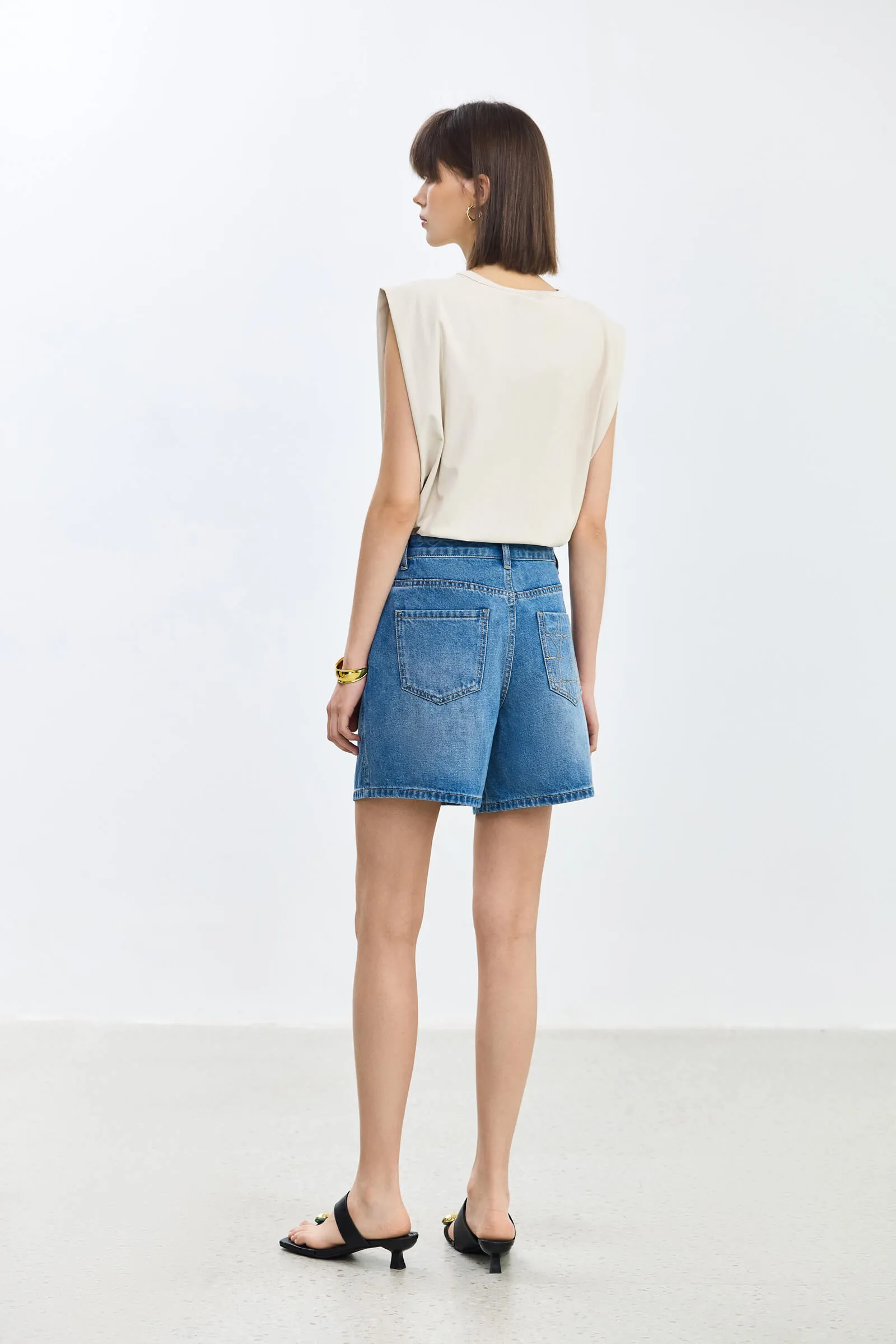 LILY Casual Wide Leg Denim Shorts