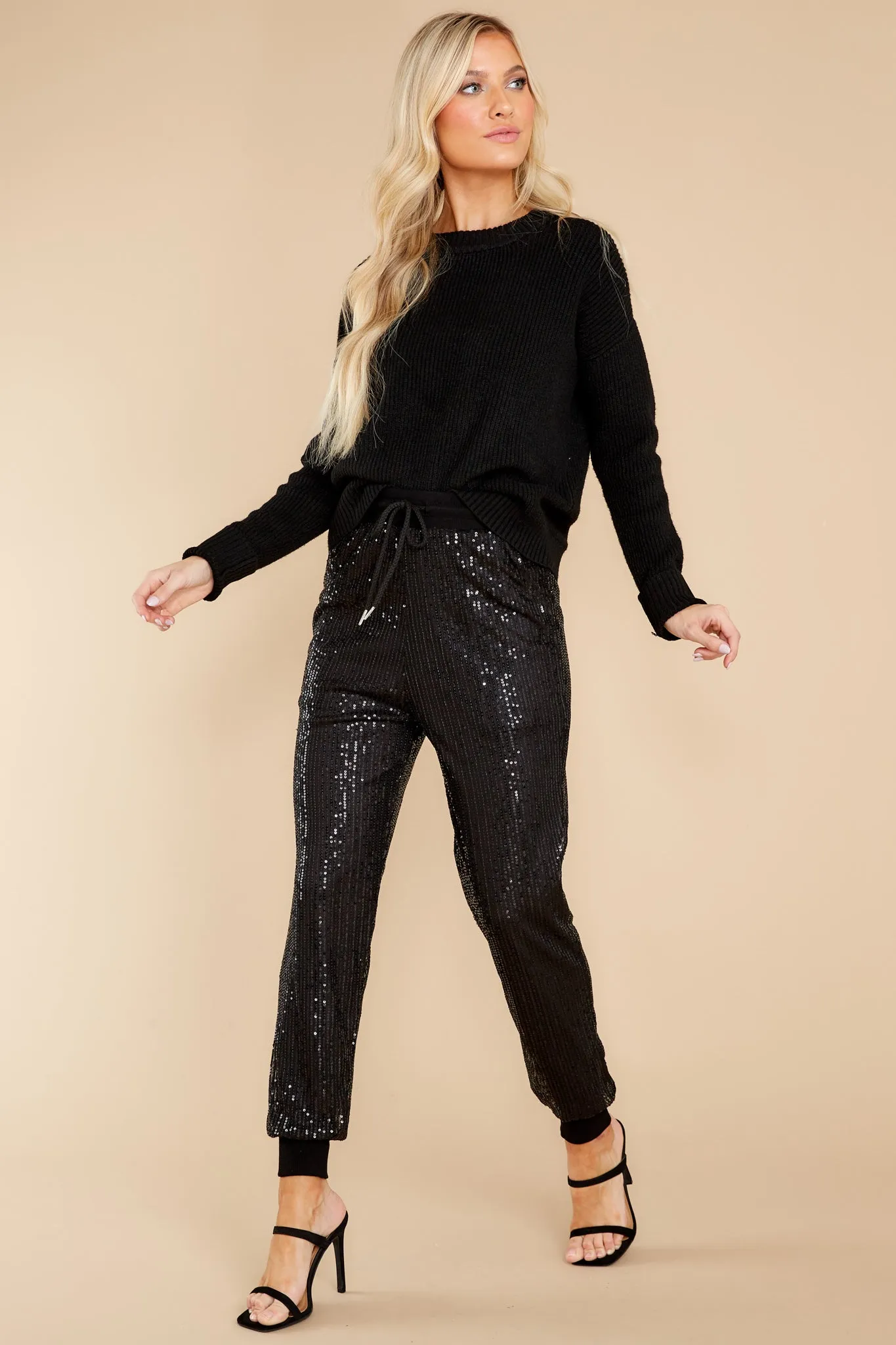 Marquee Glitter Black Sequin Pants