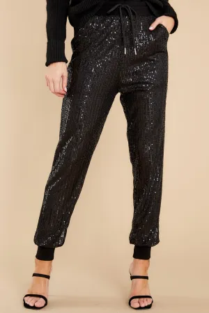 Marquee Glitter Black Sequin Pants