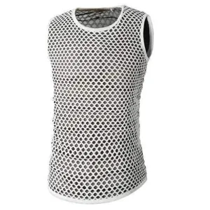 Mens Lattice Net Yarn Breathable O-neck Sleeveless Slim Fit Casual Tank Tops