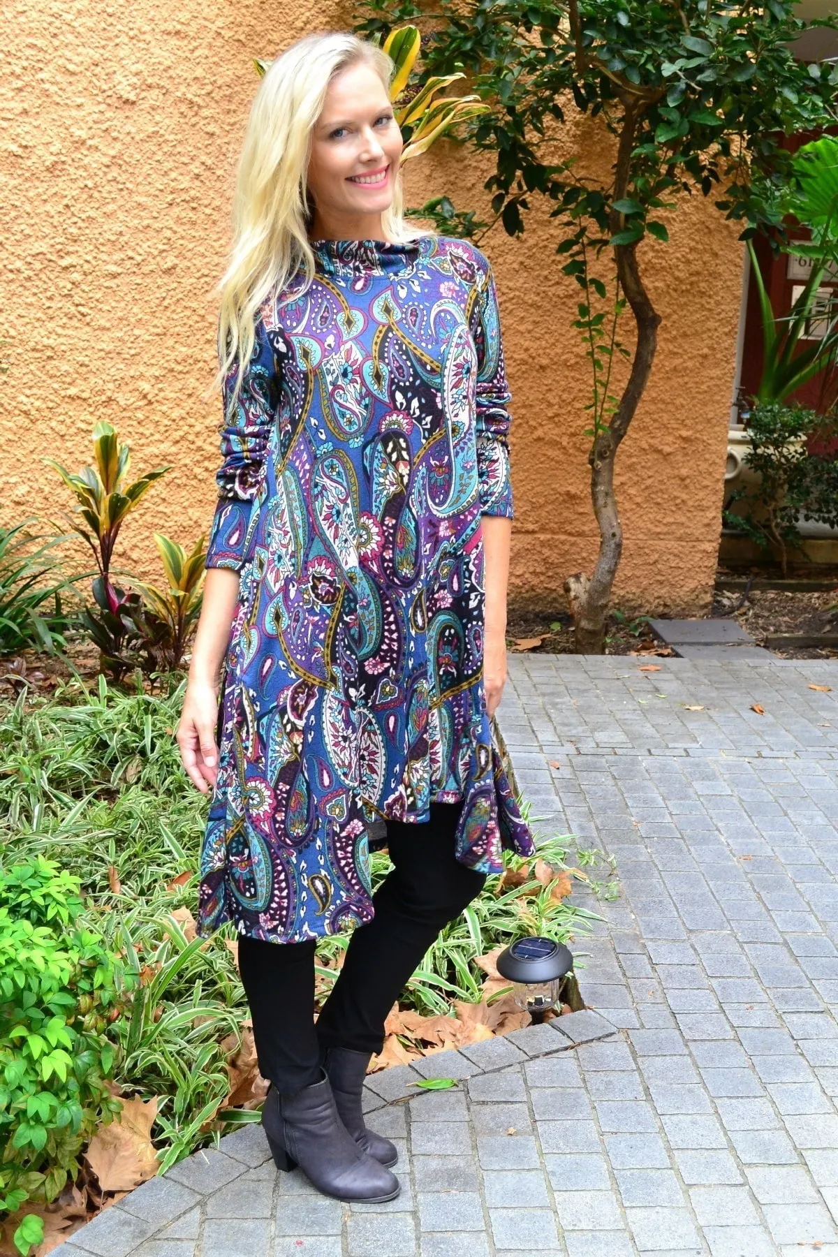 Penelope Paisley Fleece Tunic Dress