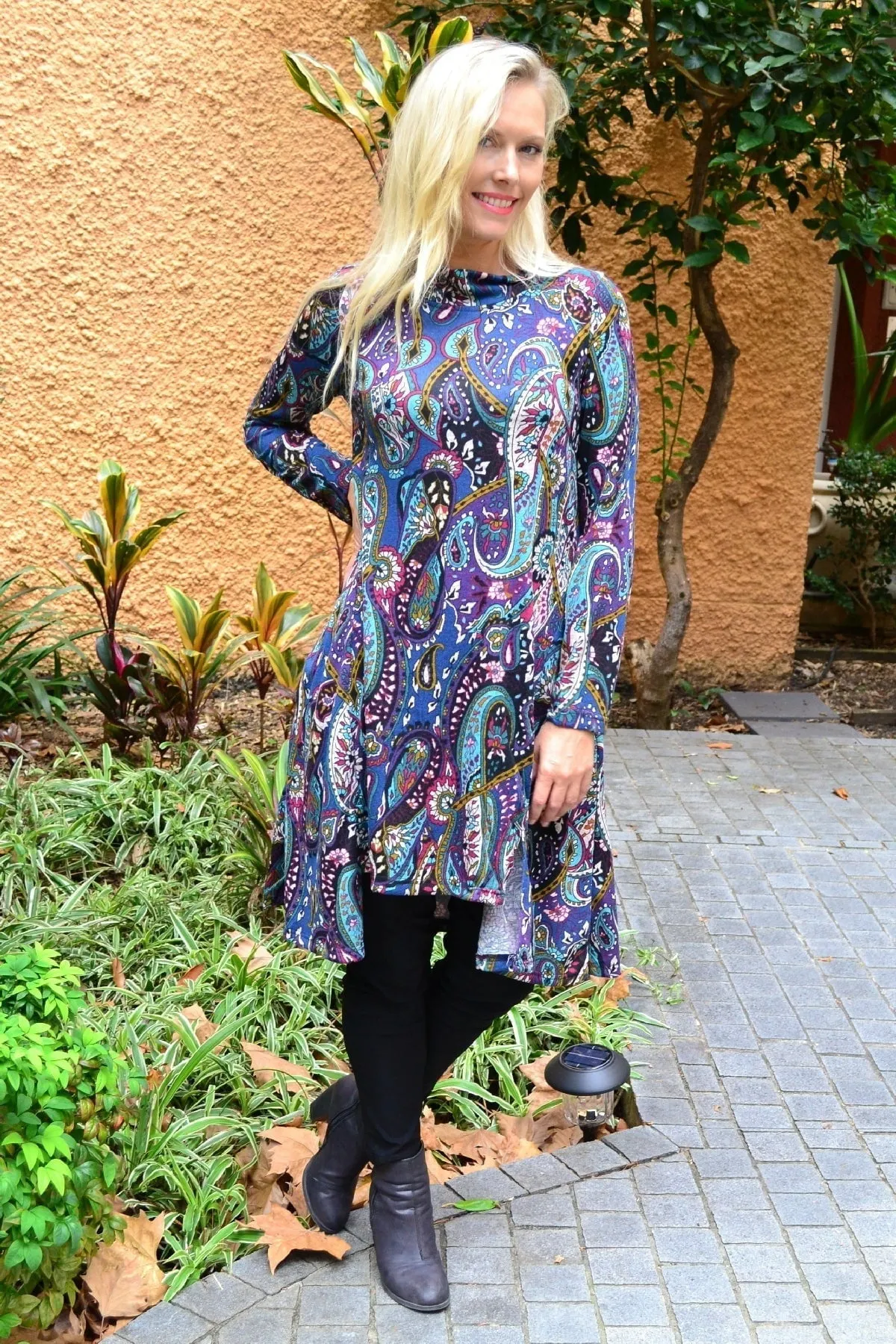 Penelope Paisley Fleece Tunic Dress