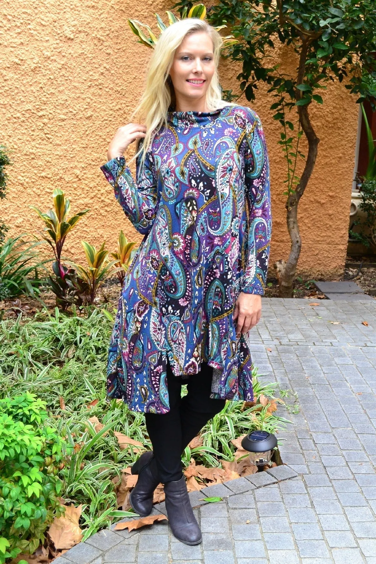 Penelope Paisley Fleece Tunic Dress