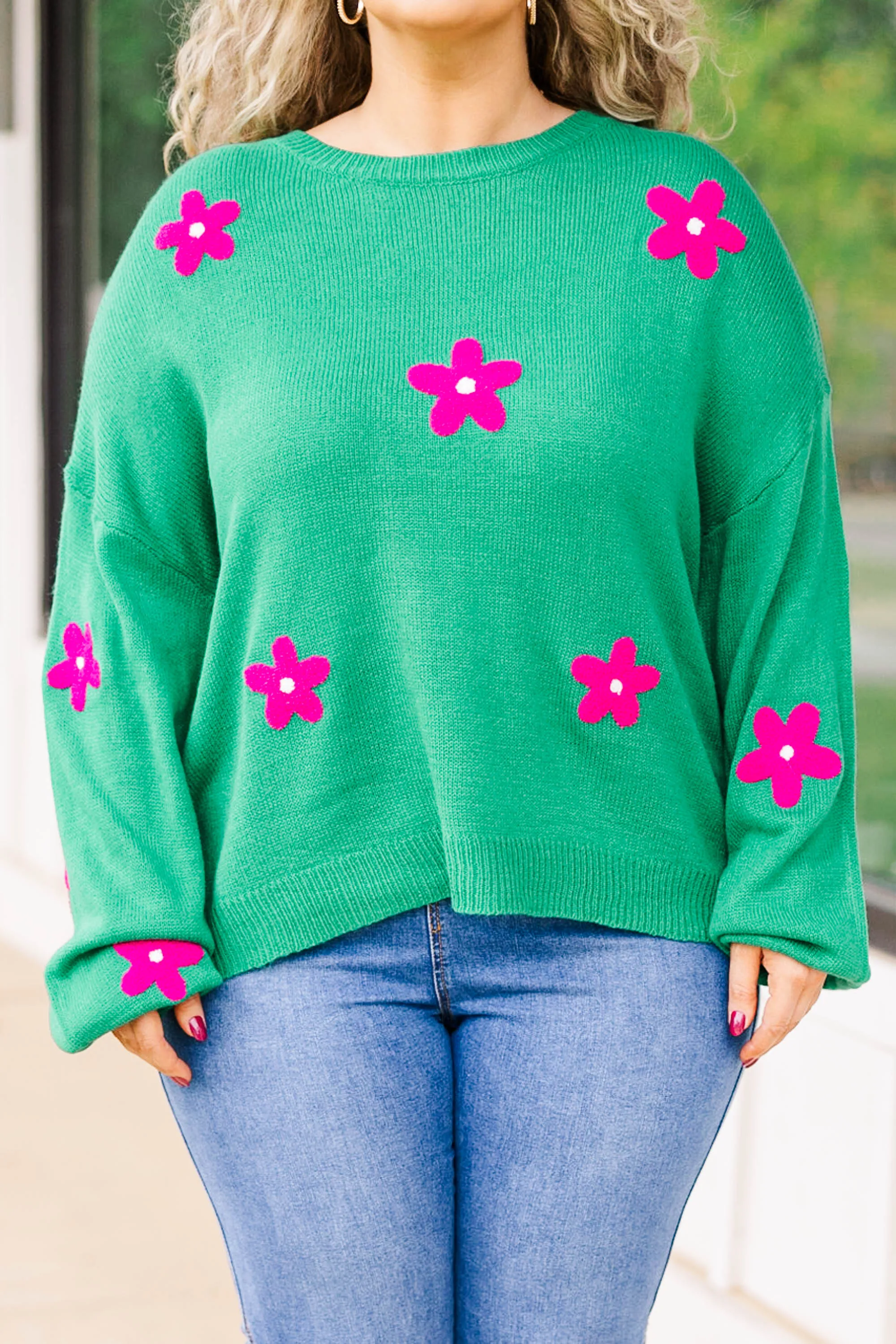 Peony For Your Thoughts Sweater, Green