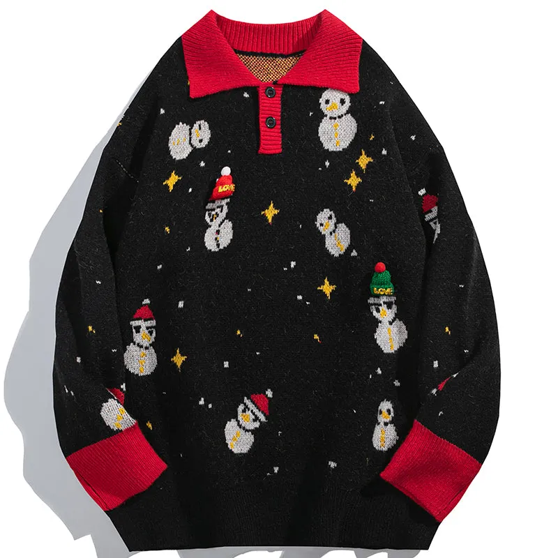 PopFlying Christmas Sweater Full Cute Snowman