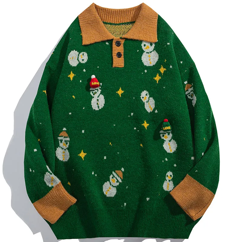 PopFlying Christmas Sweater Full Cute Snowman