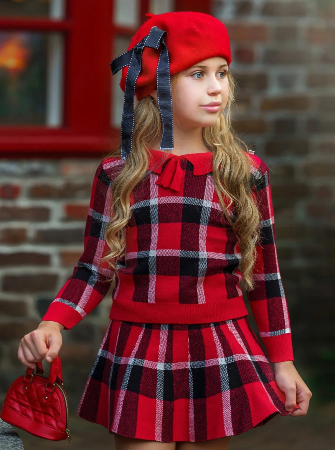 Preppy Princess Plaid Sweater and Skirt Set