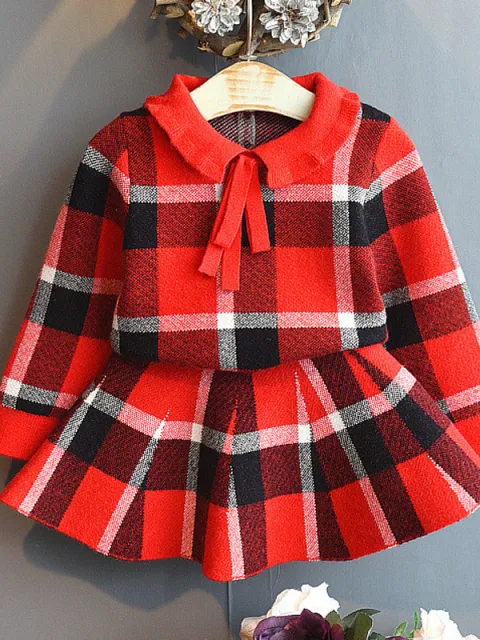 Preppy Princess Plaid Sweater and Skirt Set