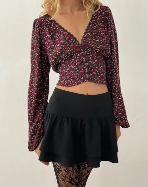 Rosani Long Sleeve Top in Dark Rhoslyn Ditsy Print