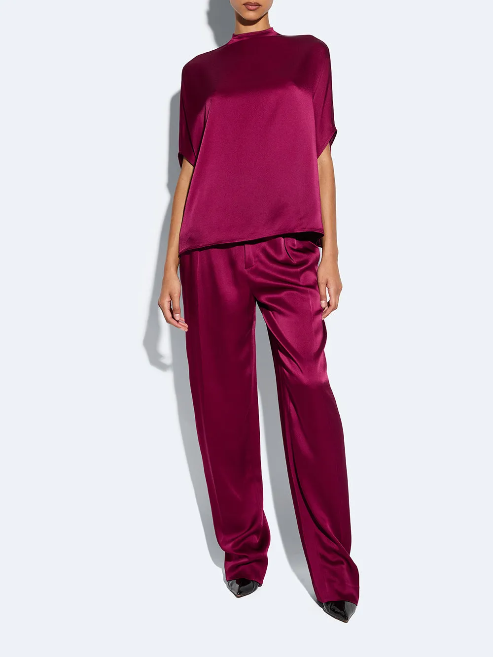 Satin Relaxed Pleated Pants