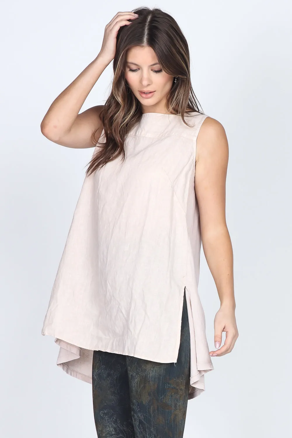 Sleeveless Boat Neck Tunic