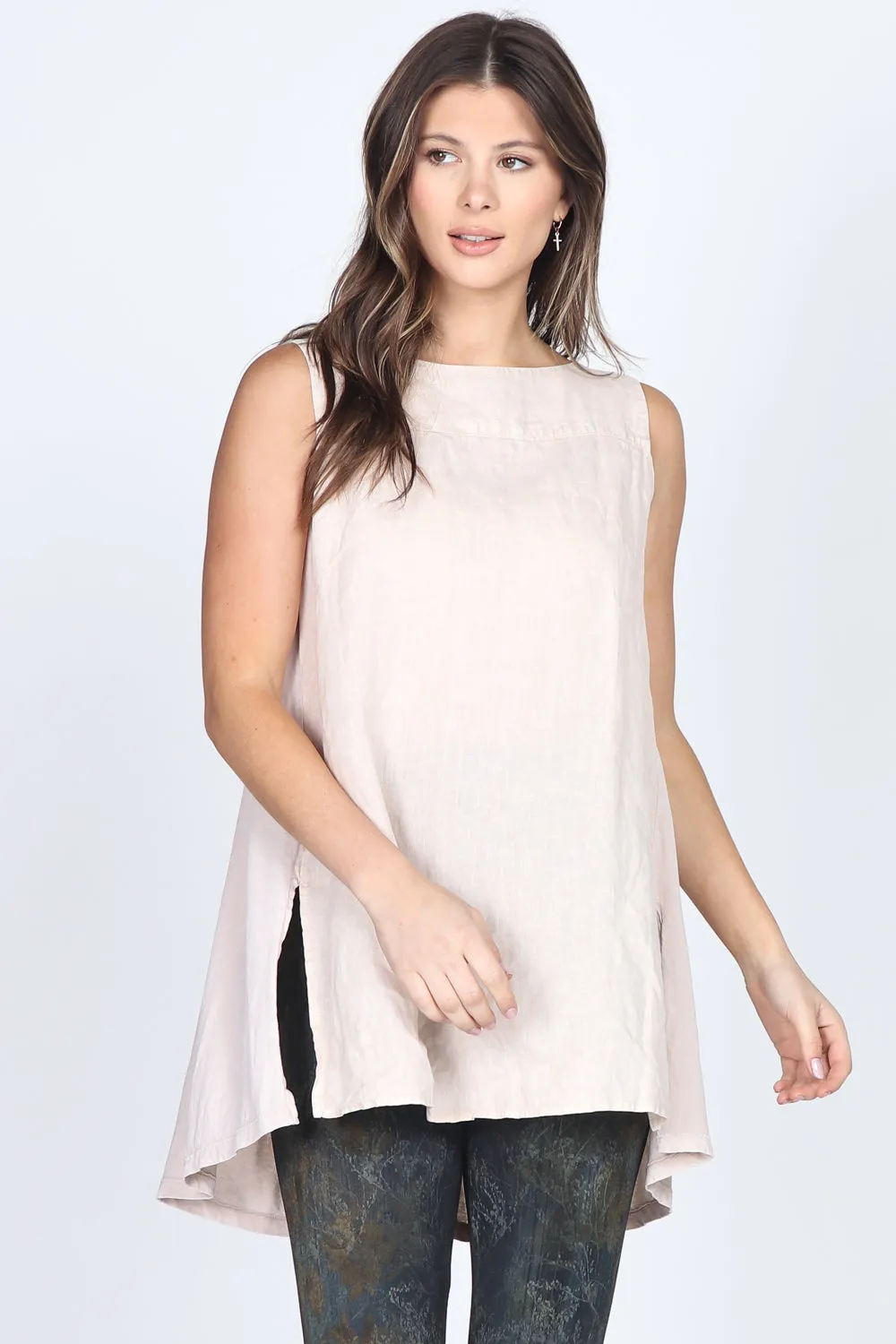 Sleeveless Boat Neck Tunic