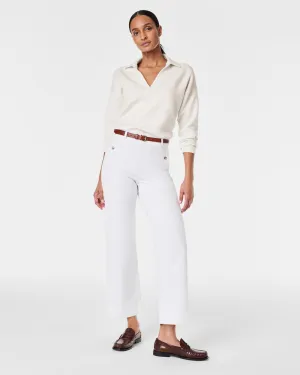 STRETCH TWILL CROPPED WIDE LEG PANT