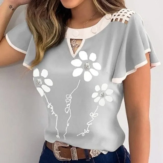 Summer Butterfly Short Sleeve Elegant Polka Dot Top