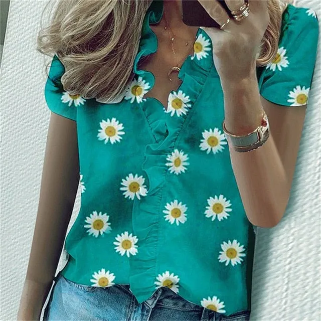 Summer Butterfly Short Sleeve Elegant Polka Dot Top