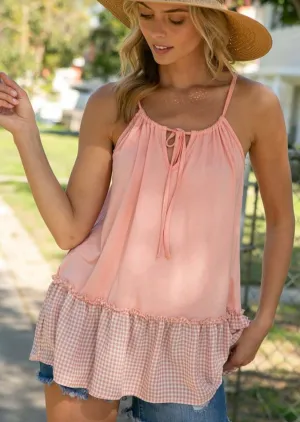 Sunny Days Ahead Checkered Ruffle Hem Tunic Tank - CLEARANCE FINAL SALE