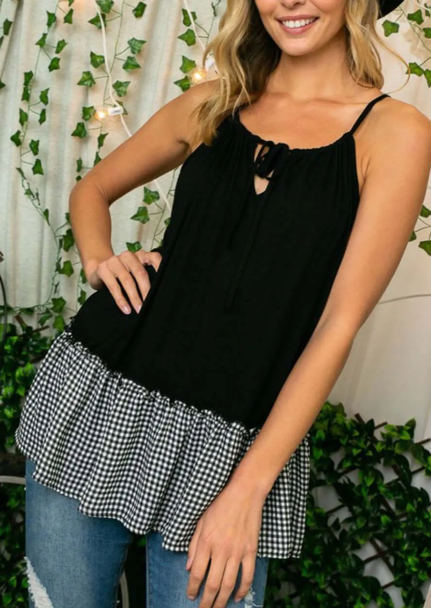 Sunny Days Ahead Checkered Ruffle Hem Tunic Tank - CLEARANCE FINAL SALE