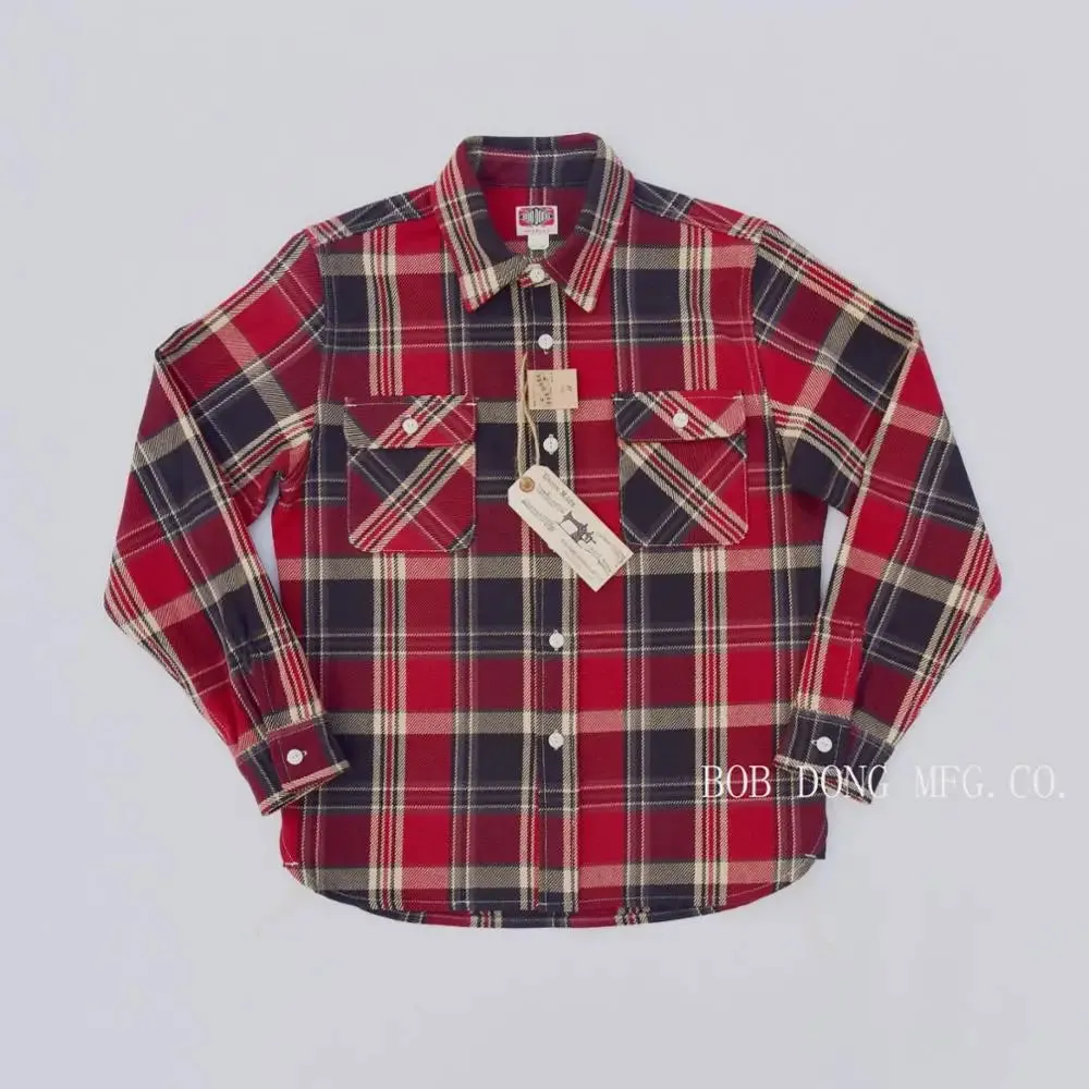 Ultra Heavy Duty Cotton Plaid Shirts with Turn-down Collar