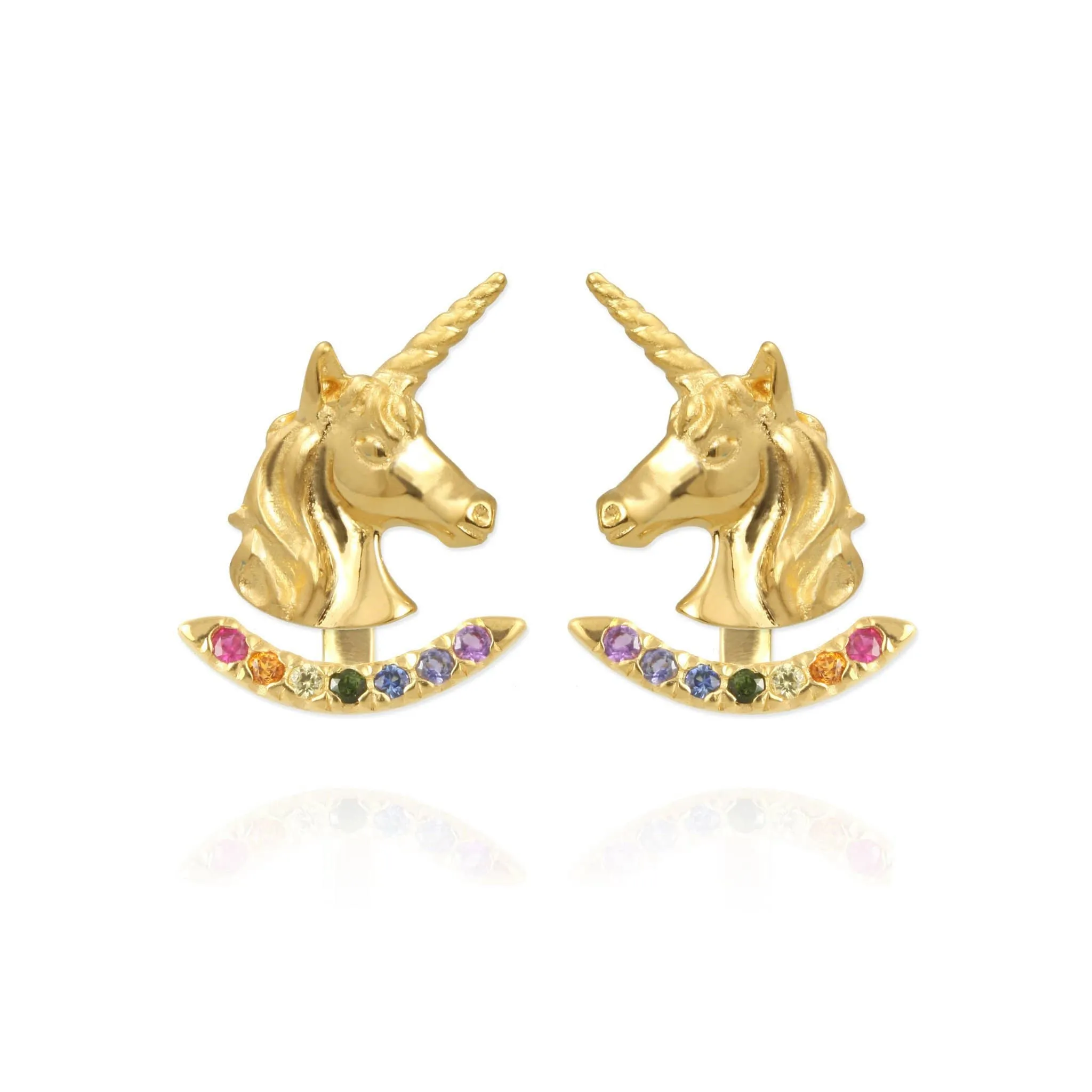 Unicorn Earrings with Rainbow Ear Jackets